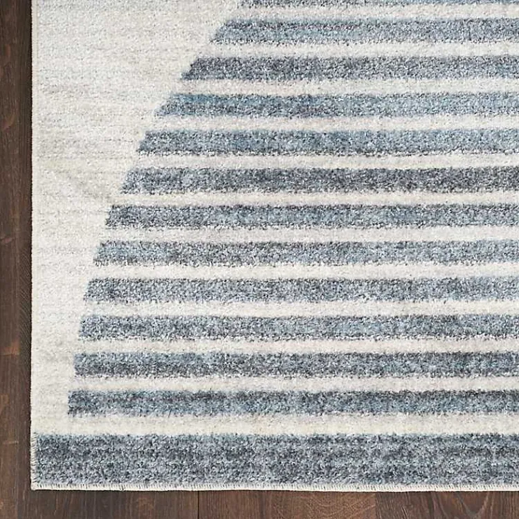 Area Rugs-Kirklands Home Blue Linear Geometric Washable Runner, 2x8