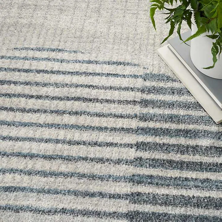 Area Rugs-Kirklands Home Blue Linear Geometric Washable Area Rug, 6x9