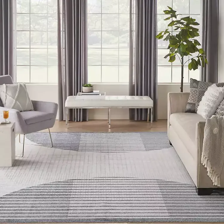 Area Rugs-Kirklands Home Blue Linear Geometric Washable Area Rug, 9x12