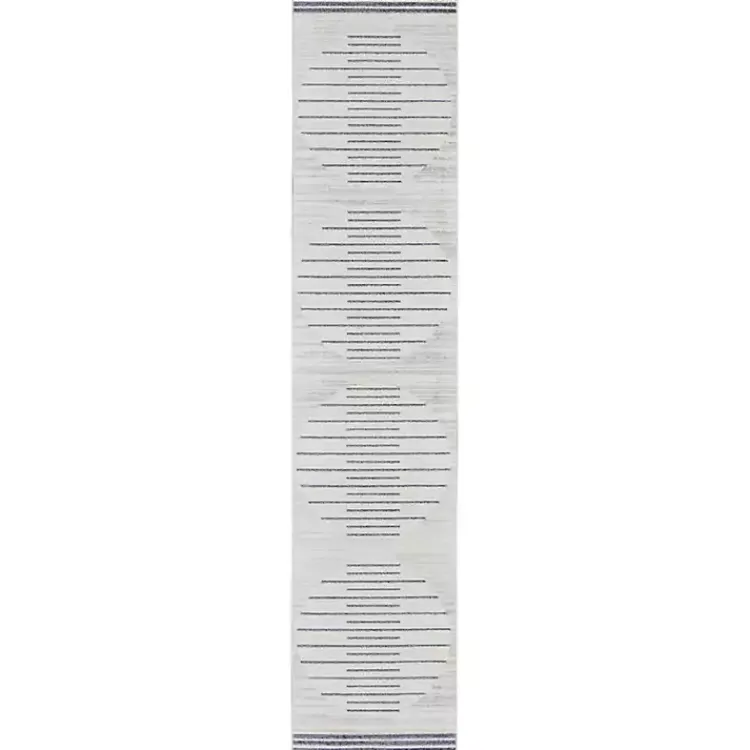 Area Rugs-Kirklands Home Blue and Ivory Striped Moons Runner, 2x12