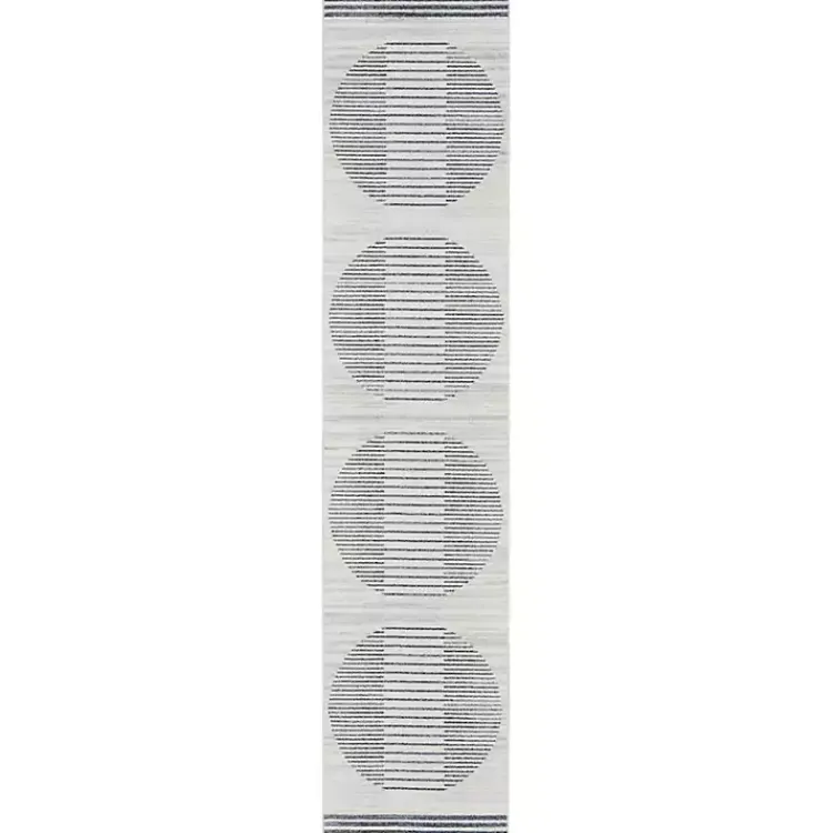 Area Rugs-Kirklands Home Blue and Ivory Linear Moons Runner, 2x12