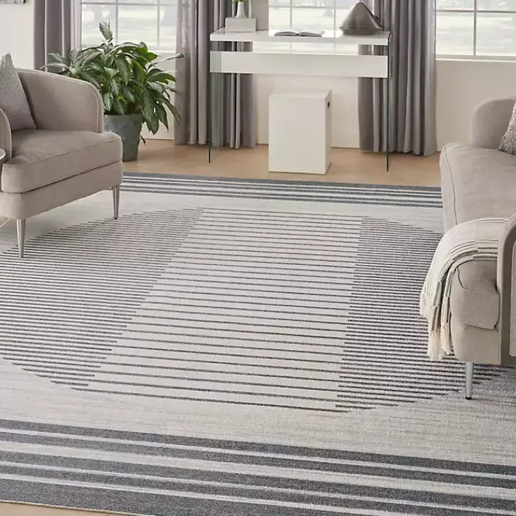 Area Rugs-Kirklands Home Blue Linear Sphere Washable Area Rug, 7x10