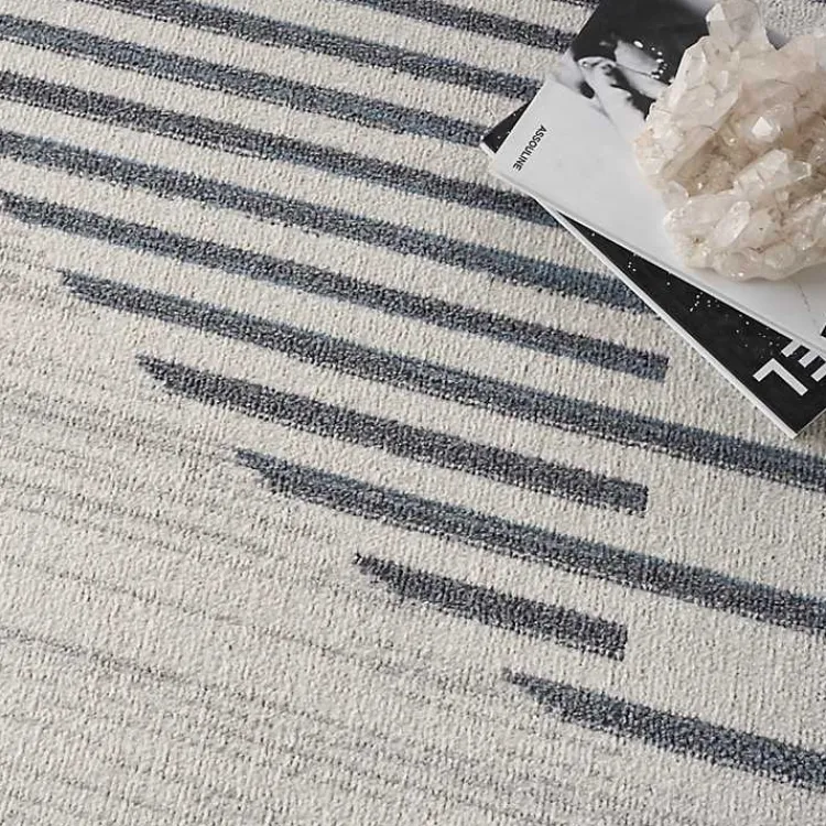 Area Rugs-Kirklands Home Blue Linear Sphere Washable Area Rug, 7x10