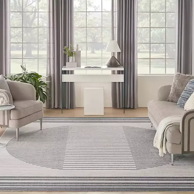 Area Rugs-Kirklands Home Blue Linear Sphere Washable Area Rug, 7x10