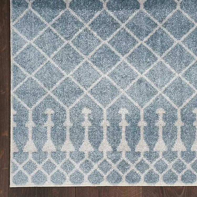 Area Rugs-Kirklands Home Blue and Ivory Moroccan Trellis Runner