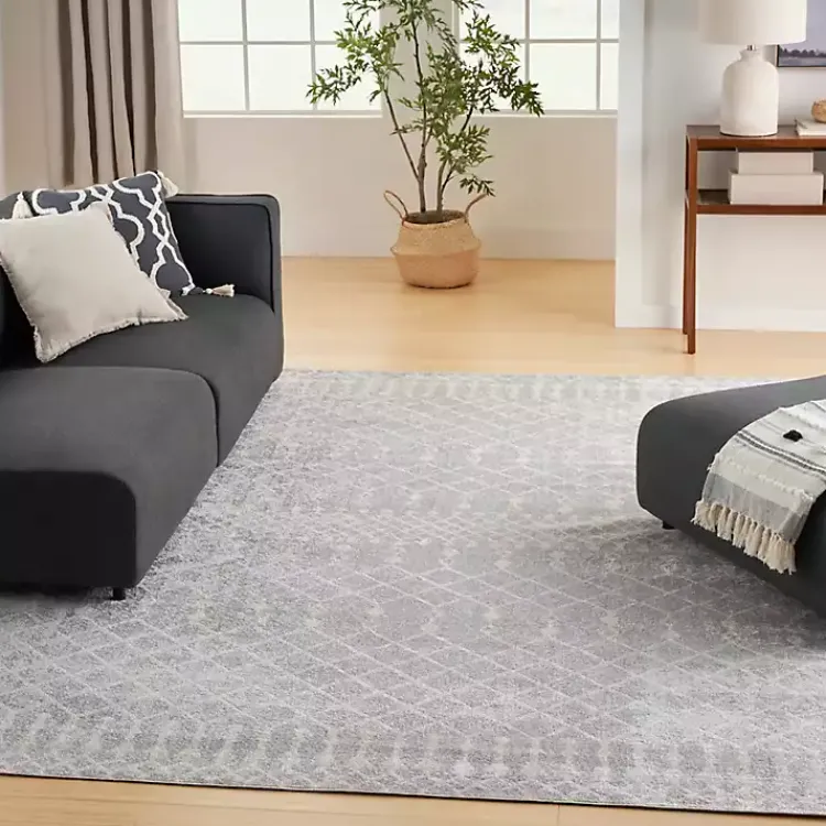 Area Rugs-Kirklands Home Light Moroccan Washable Area Rug, 7x10 Gray