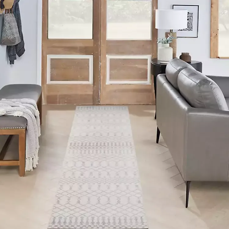 Area Rugs-Kirklands Home Moroccan Washable Runner, 2x12 Ivory