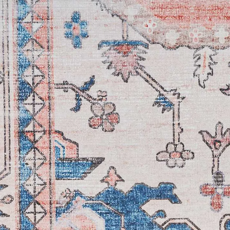 Area Rugs-Kirklands Home Fulton Coral Medallion Runner, 2x7 Pink