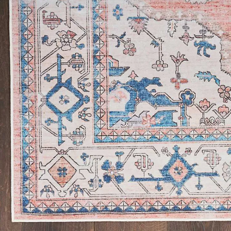 Area Rugs-Kirklands Home Fulton Coral Medallion Runner, 2x7 Pink