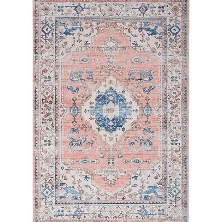 Area Rugs-Kirklands Home Fulton Coral Medallion Area Rug, 7x9 Pink