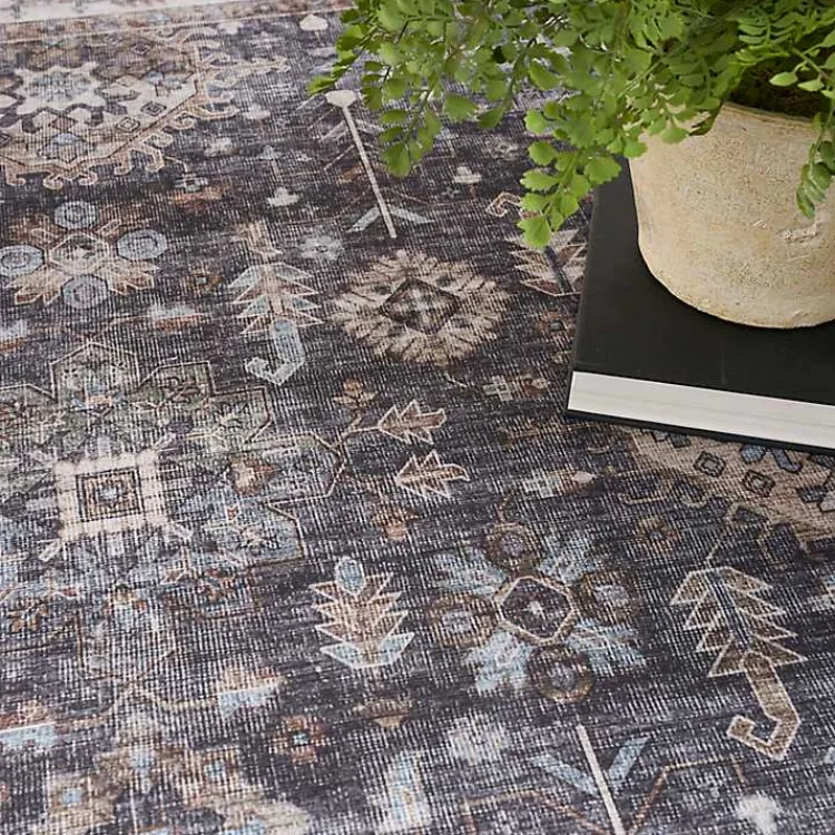 Area Rugs-Kirklands Home Fulton Charcoal Medallion Area Rug, 5x7 Gray