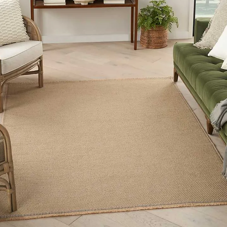 Area Rugs-Kirklands Home Natural Jute Solid Woven Area Rug, 5x7 Tan