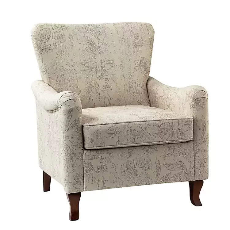 Accent Chairs-Kirklands Home Nicola Beige Linen Upholstered Armchair Tan