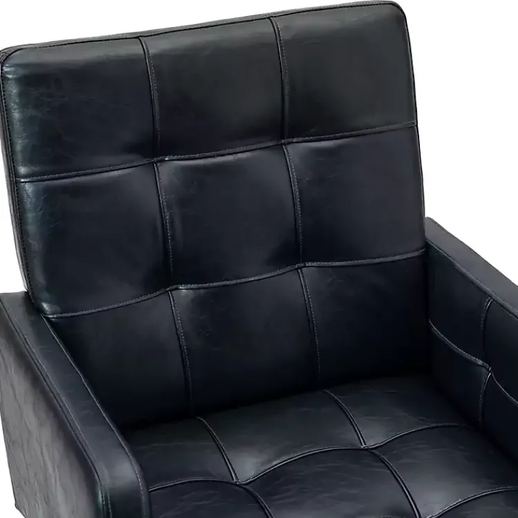 Office Furniture-Kirklands Home Navy Tufted Faux Leather Swivel Office Chair Blue