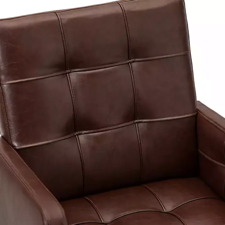 Office Furniture-Kirklands Home Espresso Tufted Faux Leather Swivel Office Chair Brown