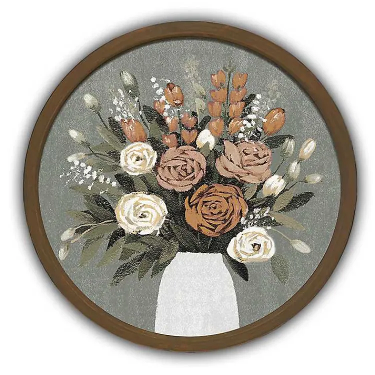 Framed Art-Kirklands Home Floral Spice Bouquet Round Framed Print Brown