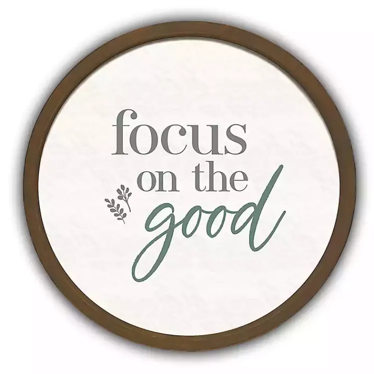 Wall Quotes & Signs-Kirklands Home Focus on the Good Round Framed Plaque Brown