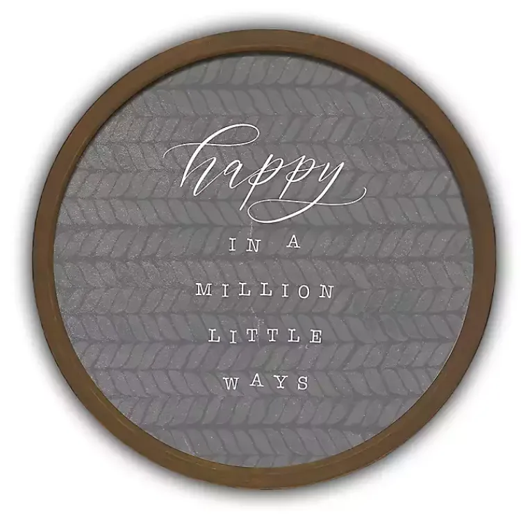 Wall Quotes & Signs-Kirklands Home Happy in a Million Ways Round Framed Plaque Brown