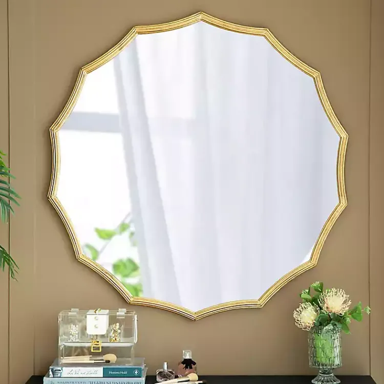 Decorative Mirrors-Kirklands Home Gold Curved Sunburst Wall Mirror