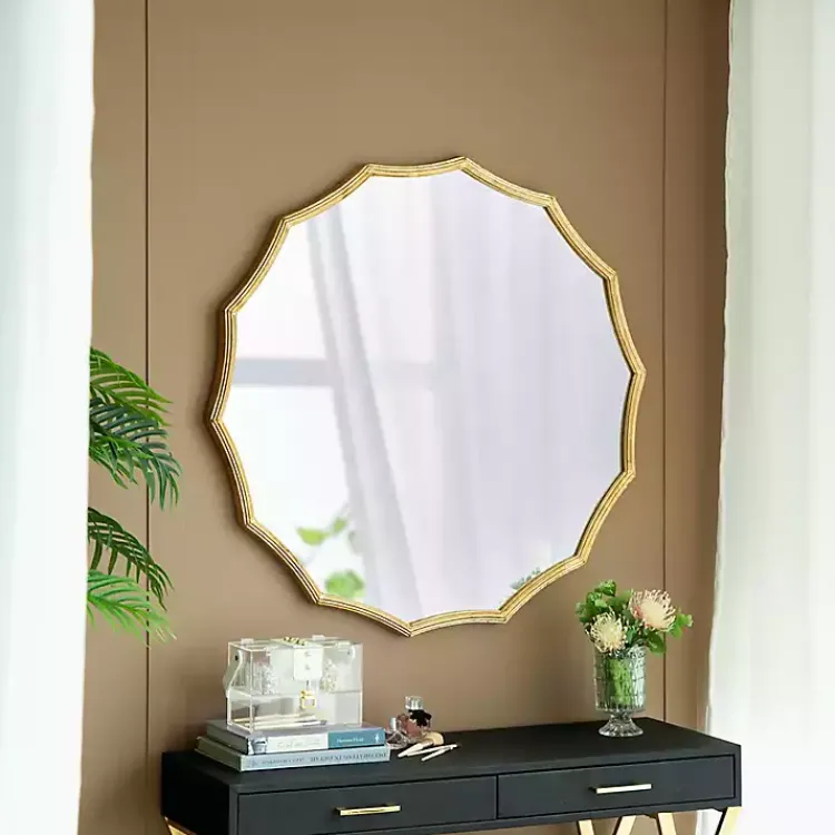 Decorative Mirrors-Kirklands Home Gold Curved Sunburst Wall Mirror