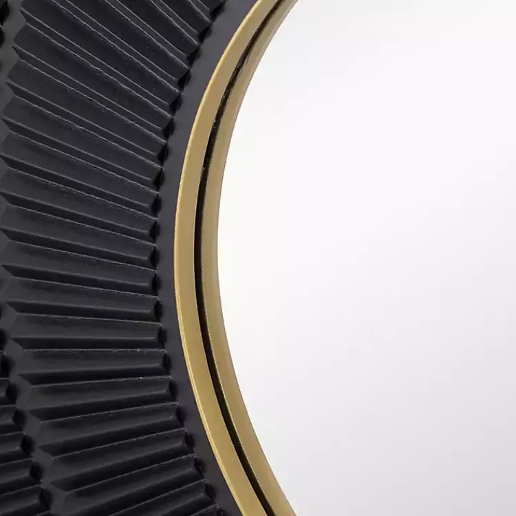 Decorative Mirrors-Kirklands Home and Gold Double Ribbed Wall Mirror Black