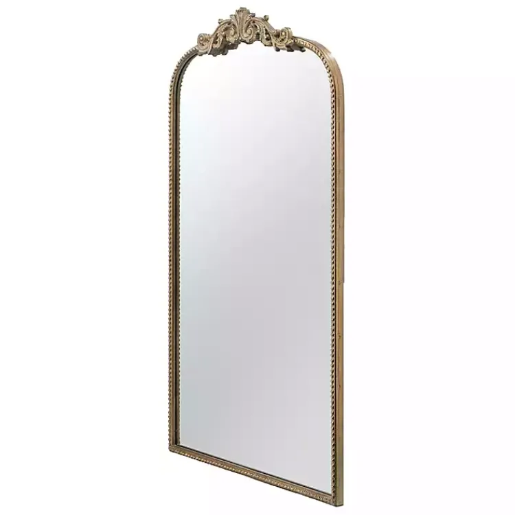 Decorative Mirrors-Kirklands Home Gold Studded Scroll Arched Mirror, 42 in.