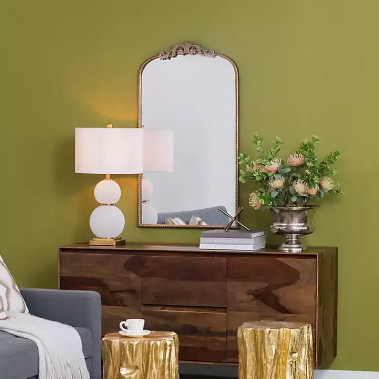 Decorative Mirrors-Kirklands Home Gold Studded Scroll Arched Mirror, 42 in.