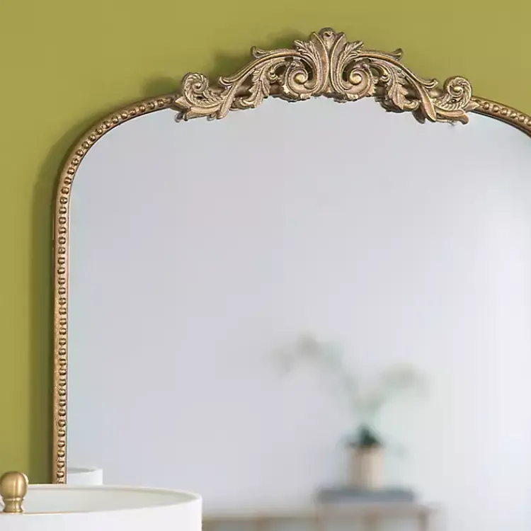 Decorative Mirrors-Kirklands Home Gold Studded Scroll Arched Mirror, 42 in.