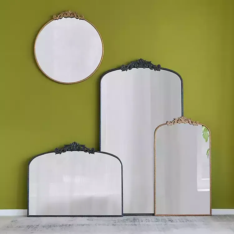 Decorative Mirrors-Kirklands Home Gold Studded Scroll Arched Mirror, 42 in.