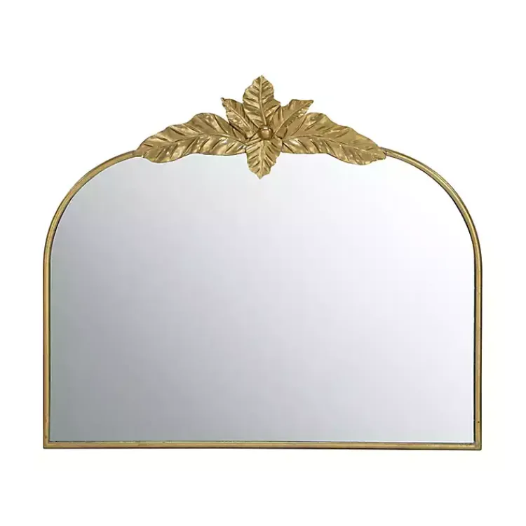 Decorative Mirrors-Kirklands Home Gold Leaves Arched Wall Mirror, 40x35 in.