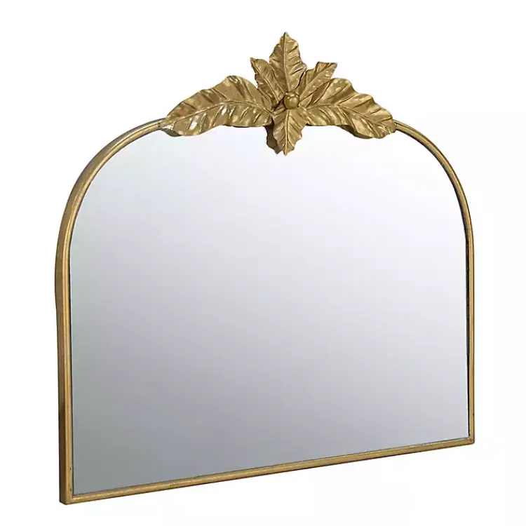 Decorative Mirrors-Kirklands Home Gold Leaves Arched Wall Mirror, 40x35 in.