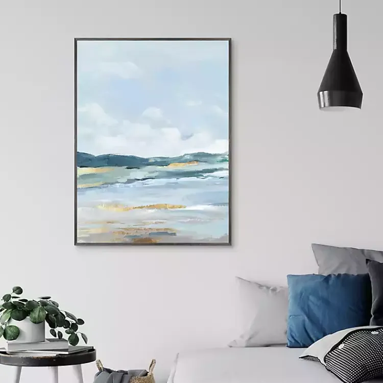 Canvas Art-Kirklands Home Coastal Mountains II Framed Canvas Art Print Blue