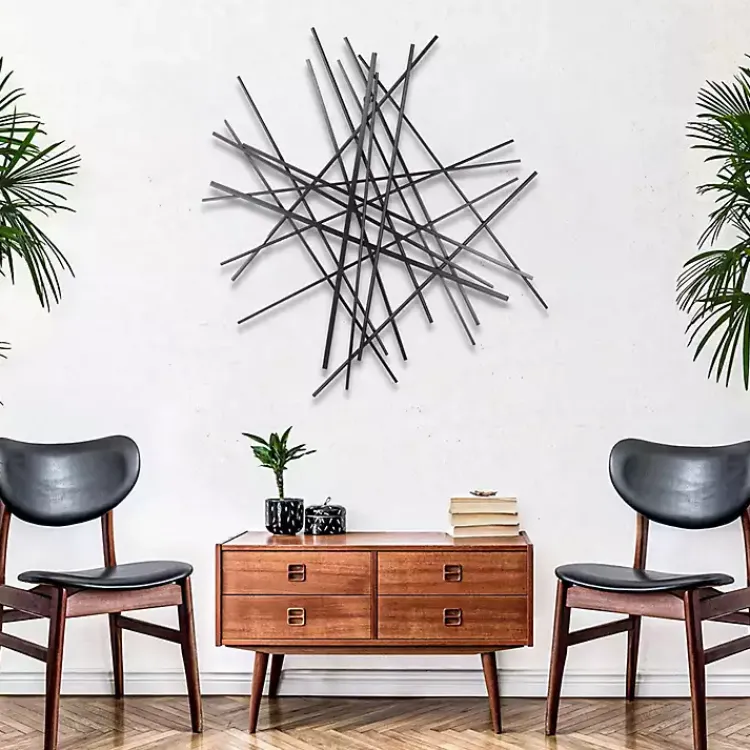 Wall Plaques-Kirklands Home Icilio Abstract Linear Wall Plaque Black