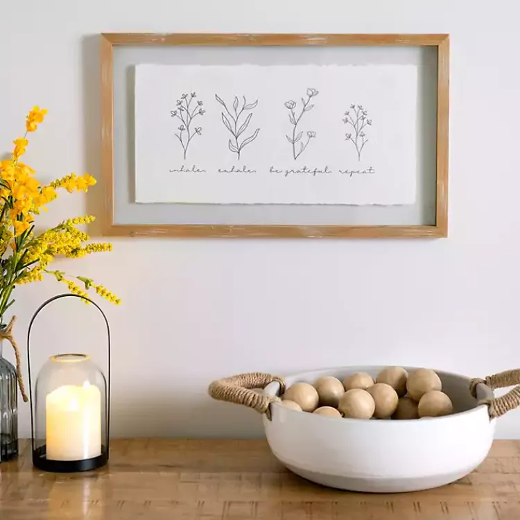 Wall Quotes & Signs-Kirklands Home Inhale Exhale Floral Wall Plaque White