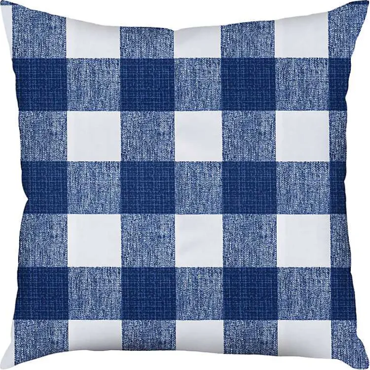 Outdoor Cushions & Pillows-Kirklands Home Blue Buffalo Check Outdoor Pillow, 22 in.
