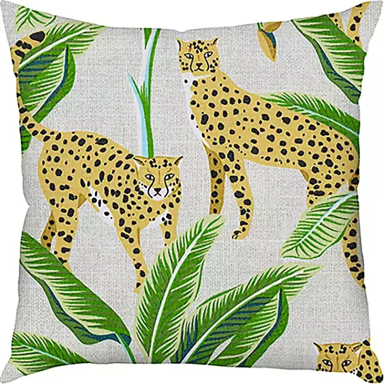 Outdoor Cushions & Pillows-Kirklands Home Leopard & Foliage Outdoor Pillow, 22 in.