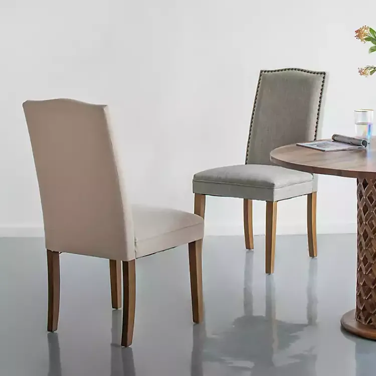 Dining Chairs-Kirklands Home Cream Upholstered Armless Dining Chairs, Set of 2 Ivory