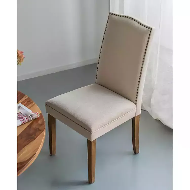Dining Chairs-Kirklands Home Cream Upholstered Armless Dining Chairs, Set of 2 Ivory