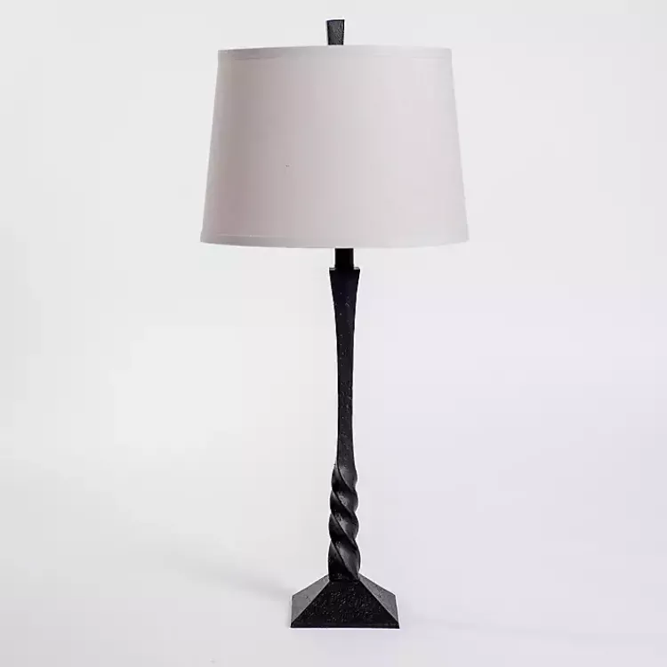 Table Lamps-Kirklands Home Black Cast Iron Table Lamp White