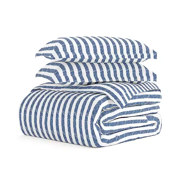 Duvets-Kirklands Home Navy Rugged Stripe 2-pc. Twin Duvet Cover Set