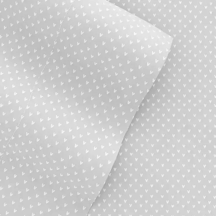 Bed Sheets-Kirklands Home Tiny Hearts 3-pc. Twin Sheet Set Gray