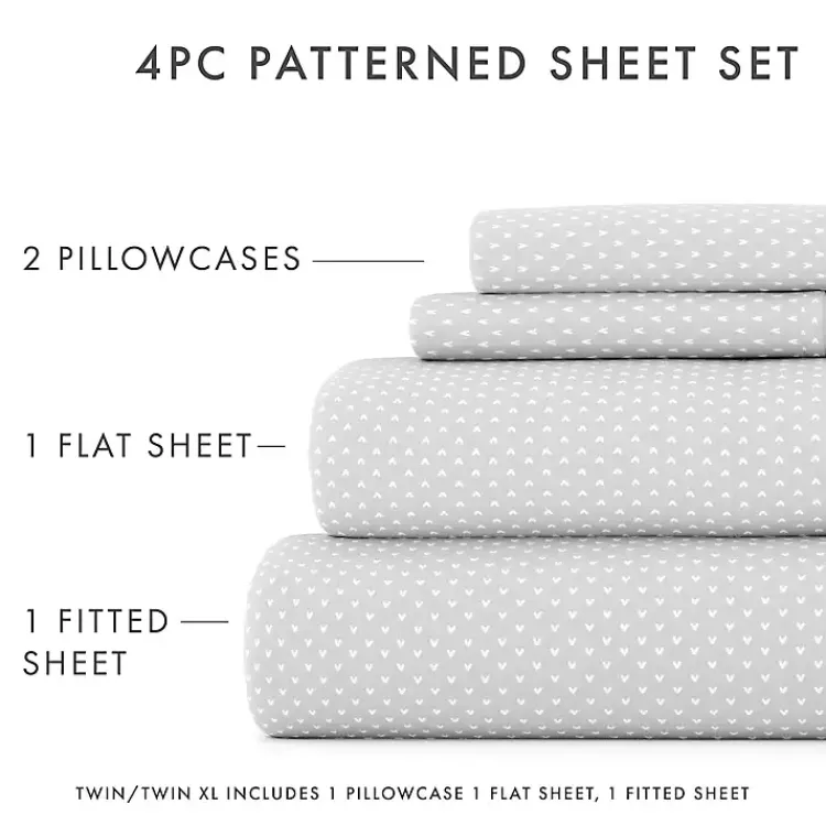 Bed Sheets-Kirklands Home Tiny Hearts 3-pc. Twin Sheet Set Gray