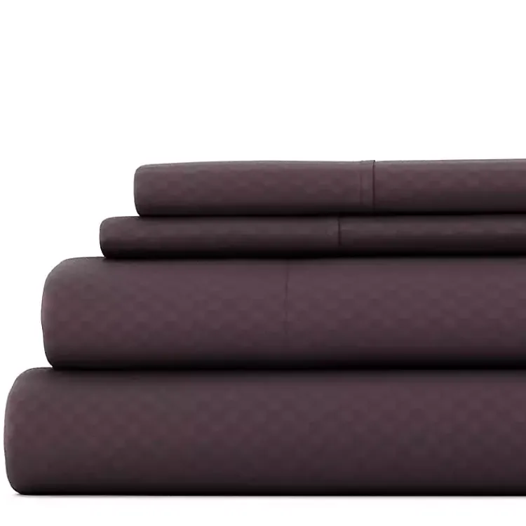 Bed Sheets-Kirklands Home Embossed Checkered 3-pc. Twin Sheet Set Purple
