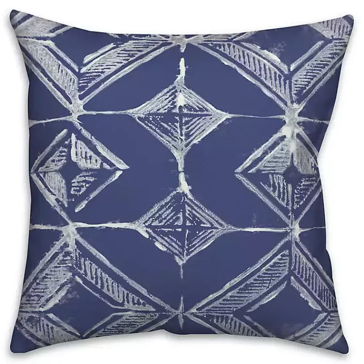 Outdoor Cushions & Pillows-Kirklands Home Indigo Diamonds Outdoor Throw Pillow Blue