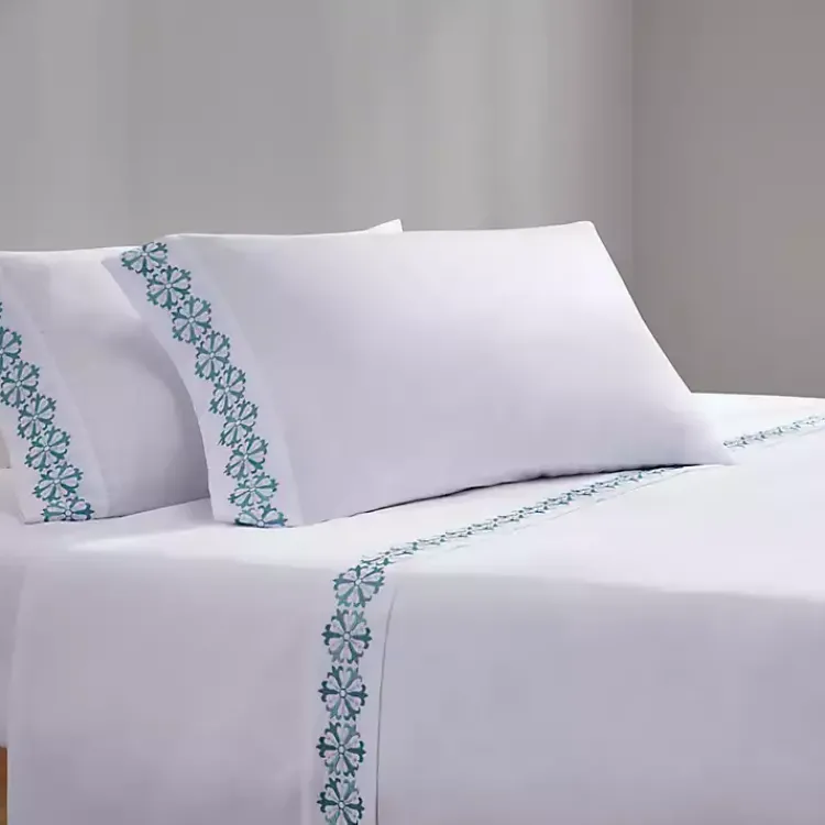 Bed Sheets-Kirklands Home Medallion Hem Microfiber 4-pc. Full Sheet Set
