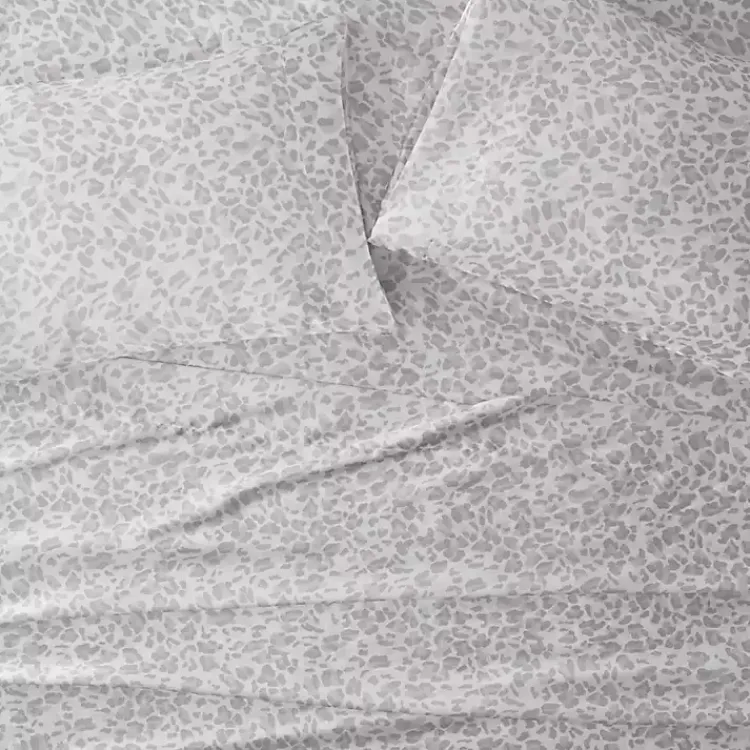 Bed Sheets-Kirklands Home Gray Leopard Satin King 2-pc. Pillow Case Set