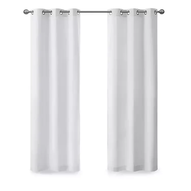 Curtains & Drapes-Kirklands Home Basketweave Curtain Panel Set, 84 in White