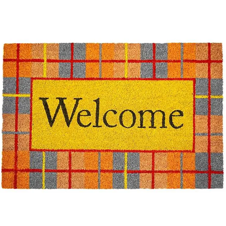 Doormats-Kirklands Home Plaid Welcome Fall Coir Doormat