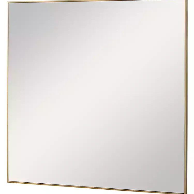 Decorative Mirrors-Kirklands Home Brushed Metal Square Framed Mirror Gold
