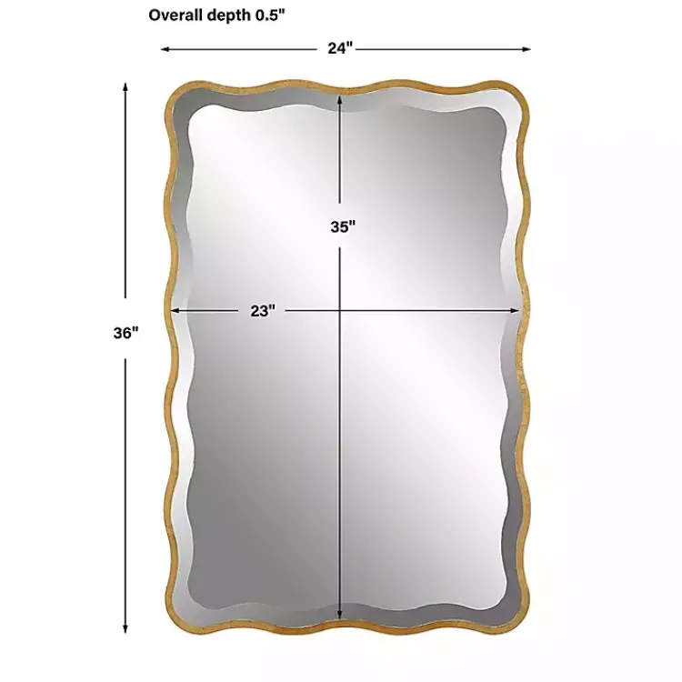Decorative Mirrors-Kirklands Home Gold Wood Wavy Frame Beveled Wall Mirror